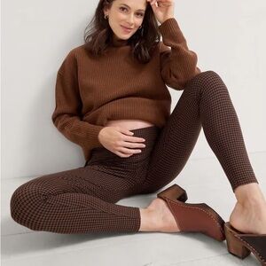 Hatch The Ultimate Before, During & After Legging Chestnut Houndstooth Sz M
